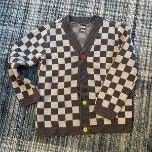 Tea Collection Kids Checkerboard Cardigan - Grey